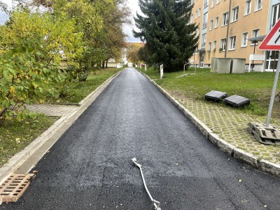 Asphalteinbau im Quartier Juri Gagarin